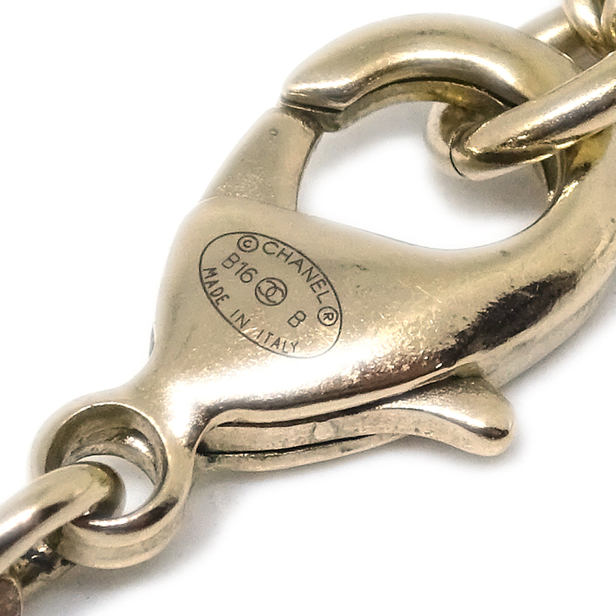 Chanel Chain Pendant Necklace Artificial Pearl Gold B16B