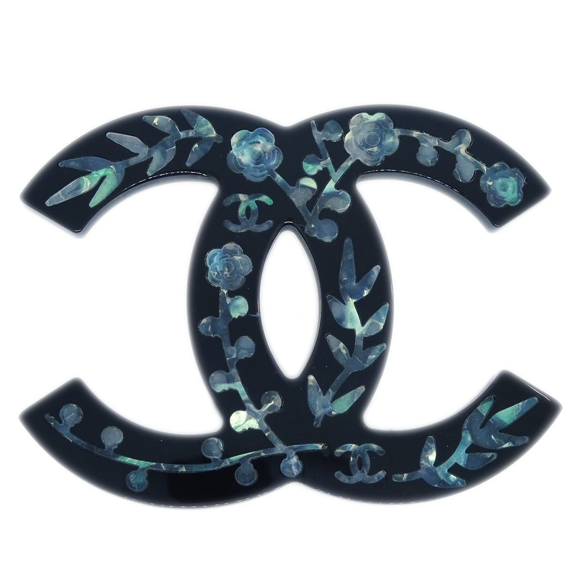 Chanel CC Brooch Pin Black 10A