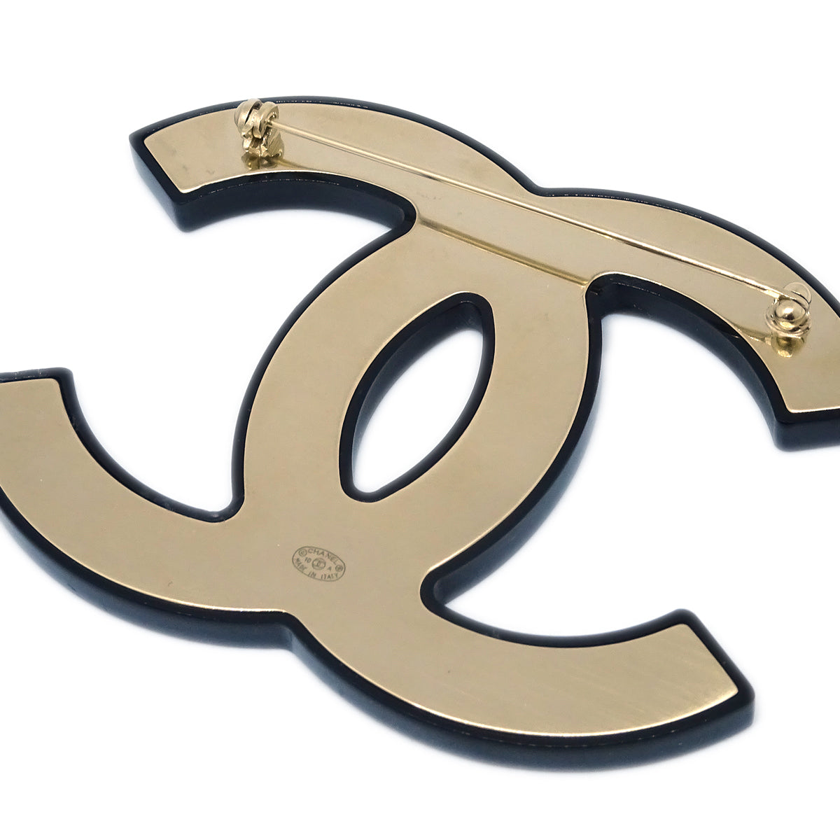 Chanel CC Brooch Pin Black 10A