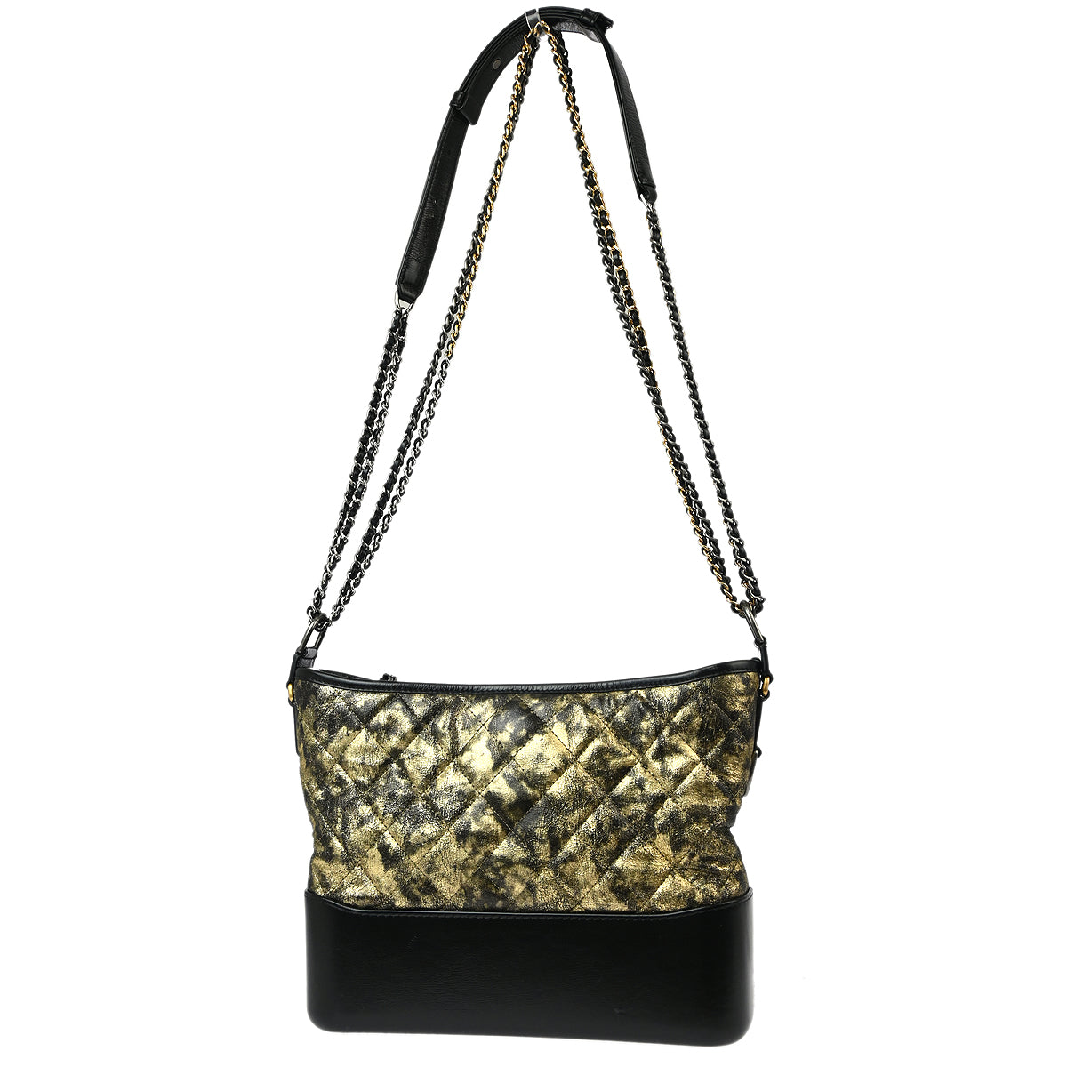 Chanel 2018-2019 Black Gold Calfskin Large Gabrielle Shoulder Bag