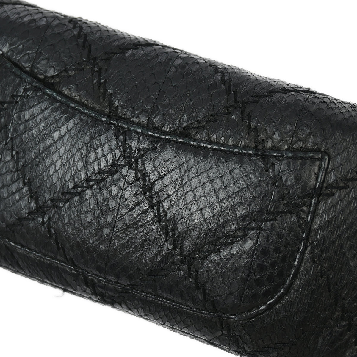 Chanel * 2011 Black Python Ultra Stitch WOC Chain Shoulder Wallet Bag