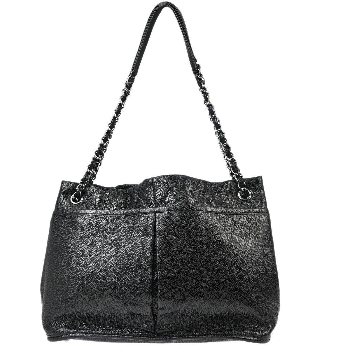 Chanel 2014-2015 Black Caviar Chain Shoulder Tote Bag