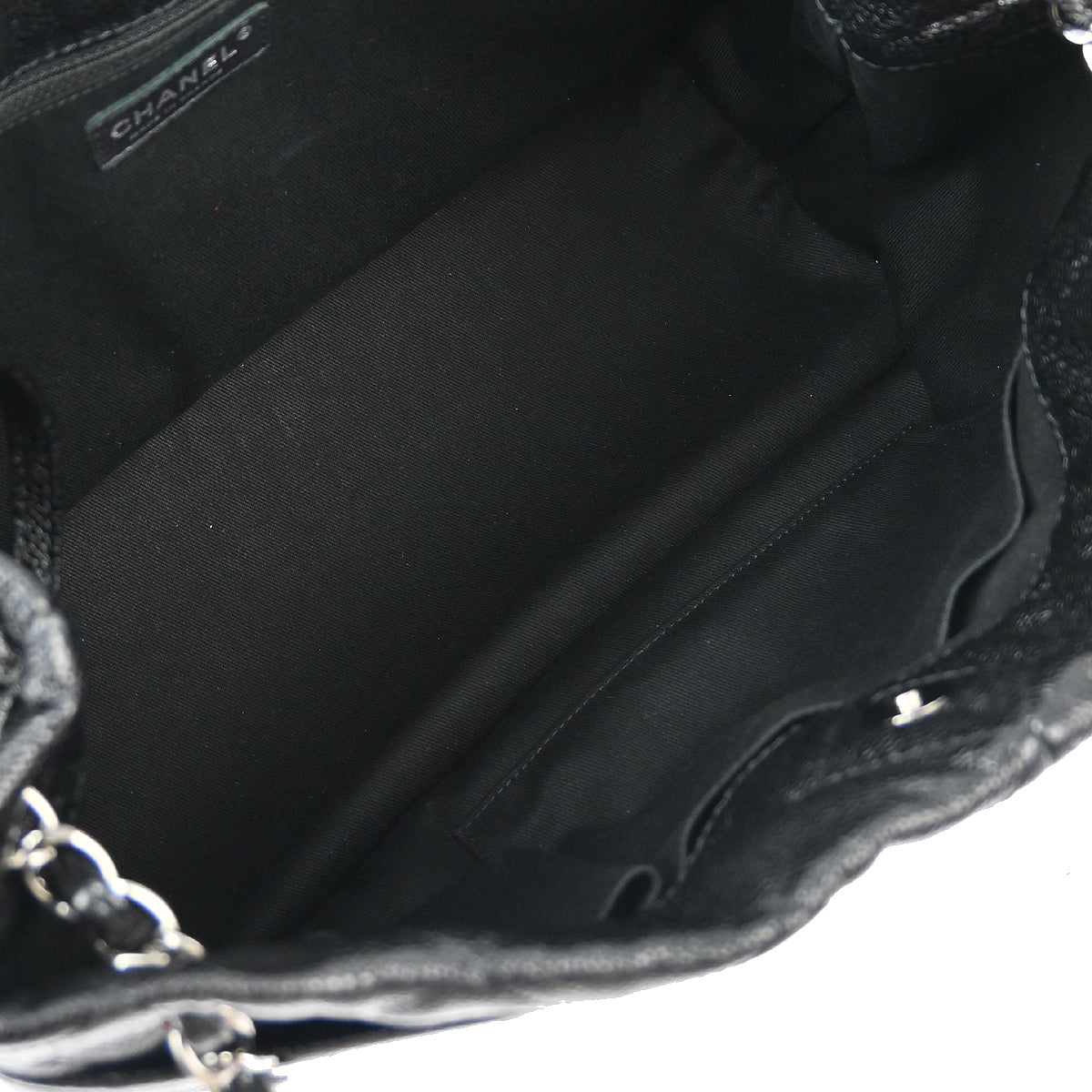 Chanel 2014-2015 Black Caviar Chain Shoulder Tote Bag