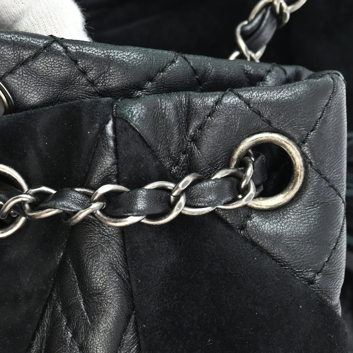 Chanel 2015-2016 Black Lambskin Suede Chain Shoulder Bag