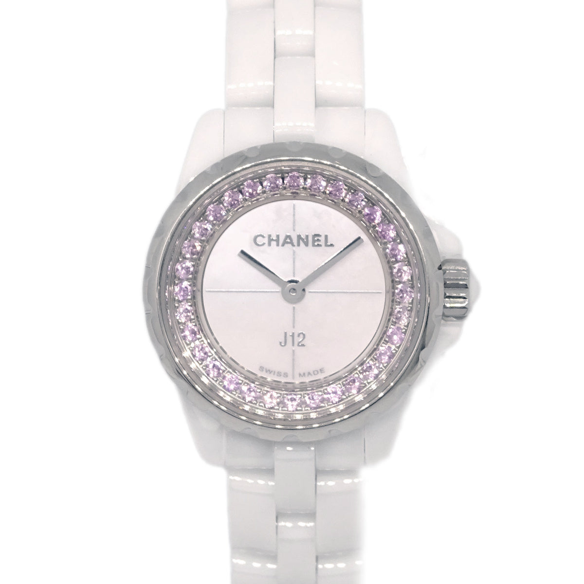 Chanel 2018 Ref.H5512 J12 XS Quartz 19mm Watch Ceramic SS Pink Sapphire