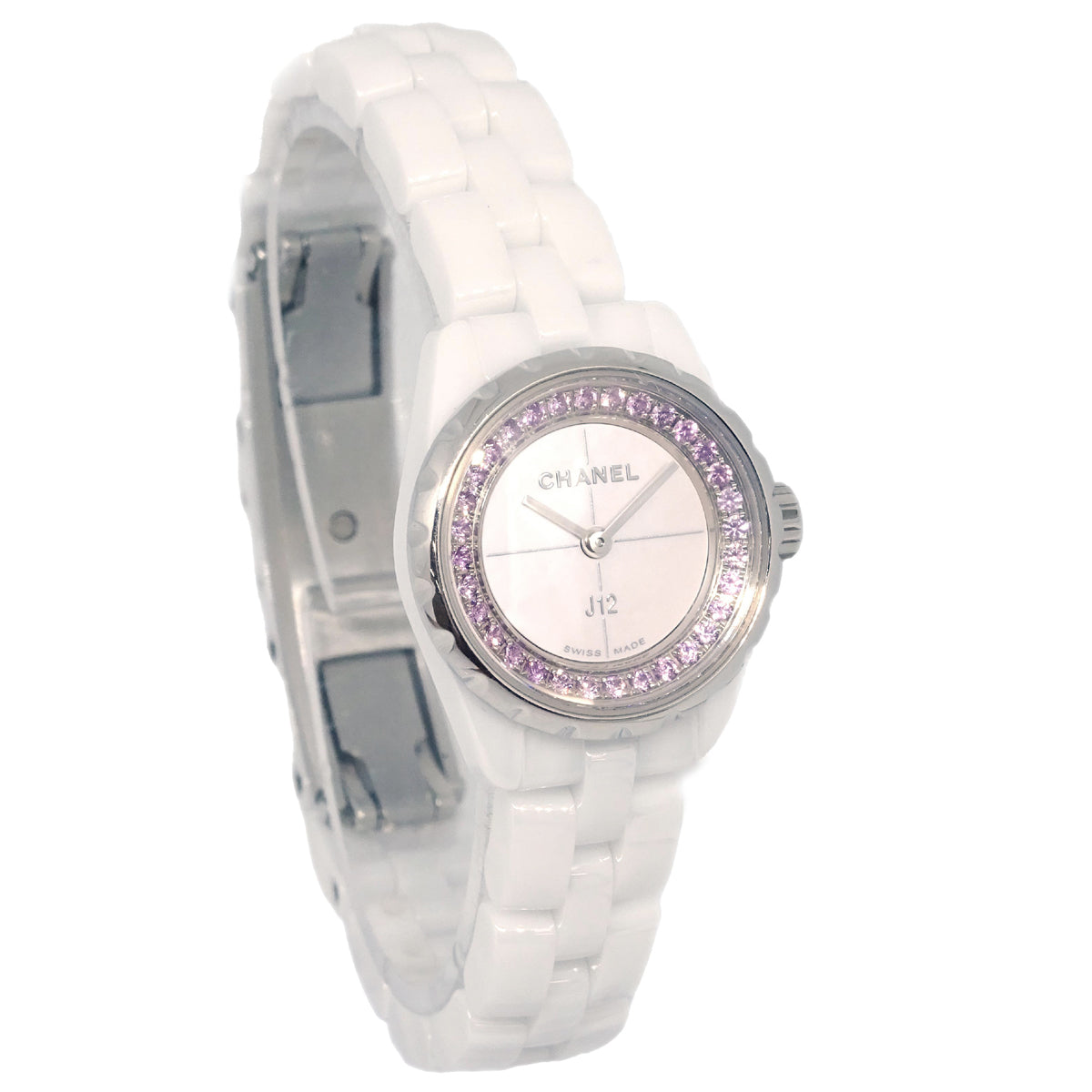 Chanel 2018 Ref.H5512 J12 XS Quartz 19mm Watch Ceramic SS Pink Sapphire