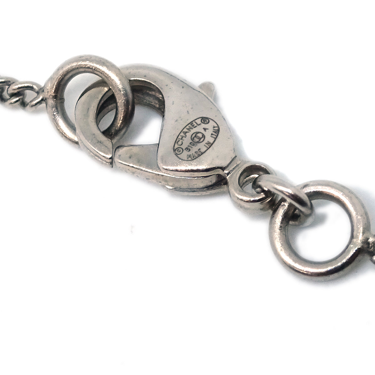 Chanel CC Chain Necklace Silver Black B10A