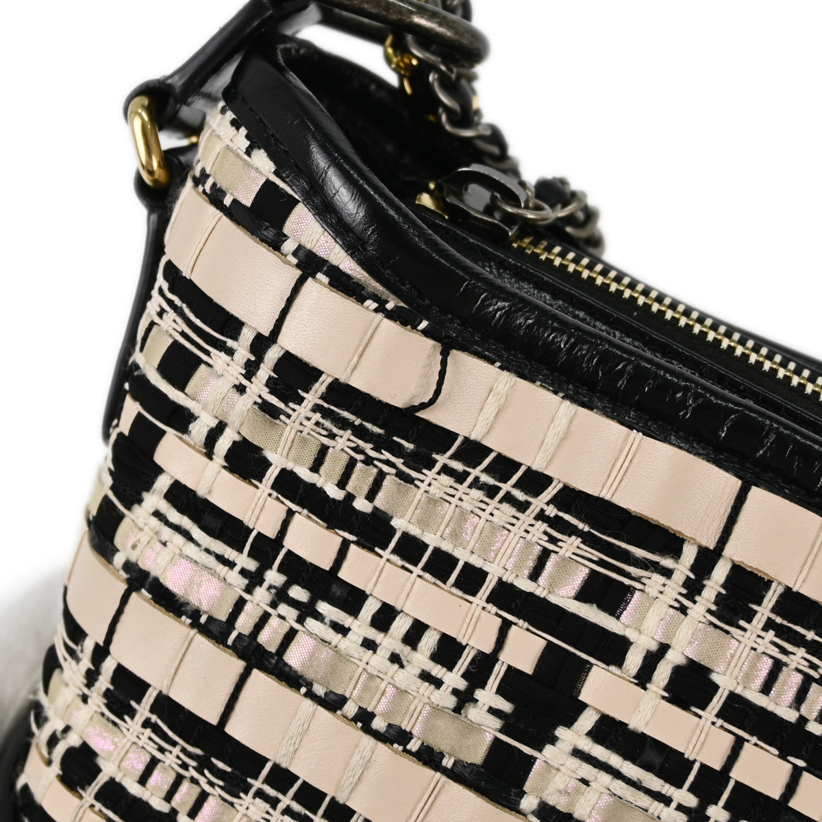 Chanel 2019 Black Calfskin Tweed Small Gabrielle Shoulder Bag