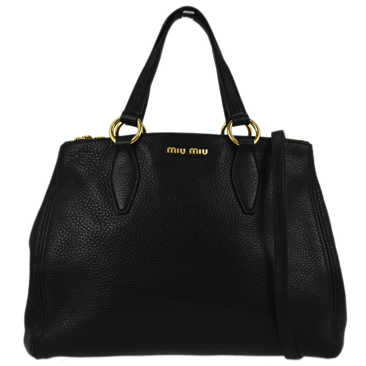 Miu Miu Black Leather 2way Shoulder Tote Handbag