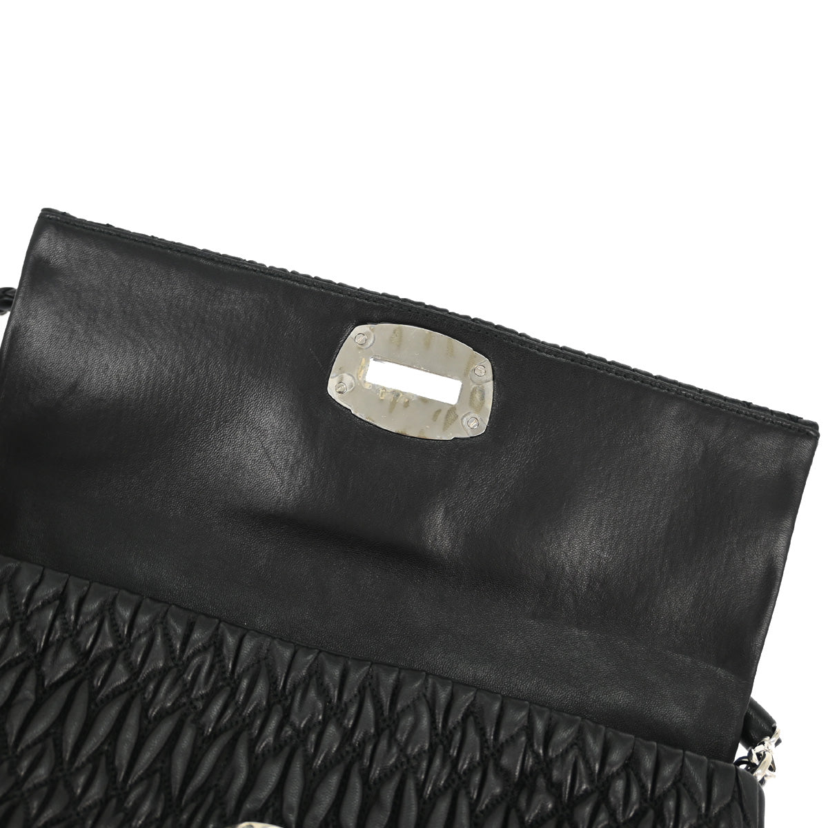 Miu Miu Black Lambskin Nappa Crystal Handbag