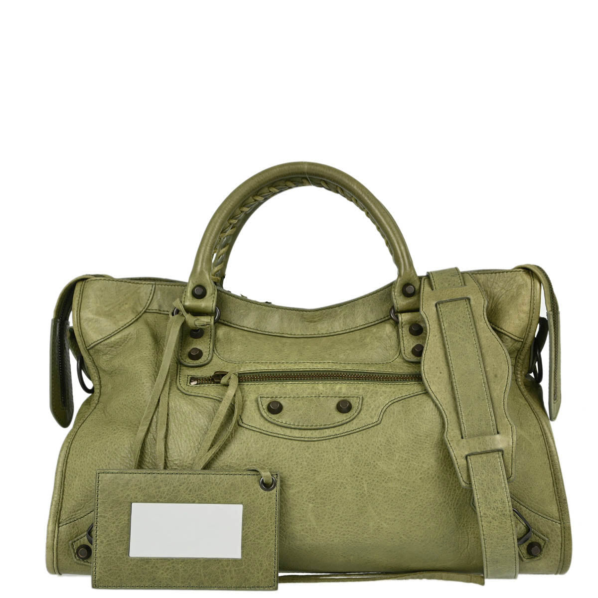 Balenciaga Green Goatskin The City 2way Handbag