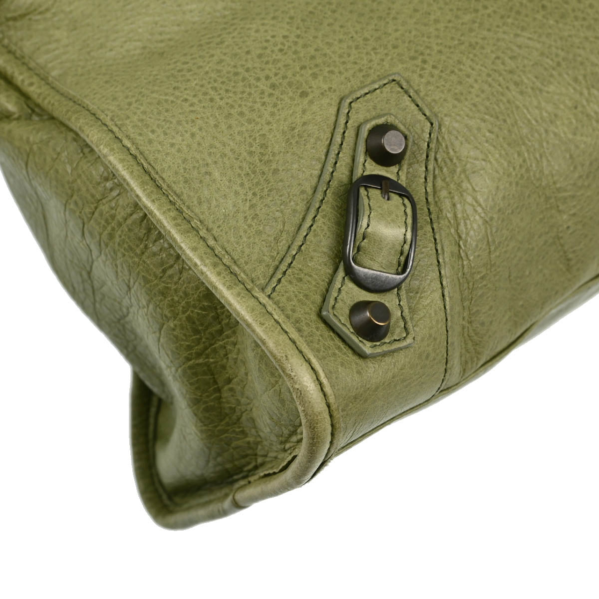 Balenciaga Green Goatskin The City 2way Handbag