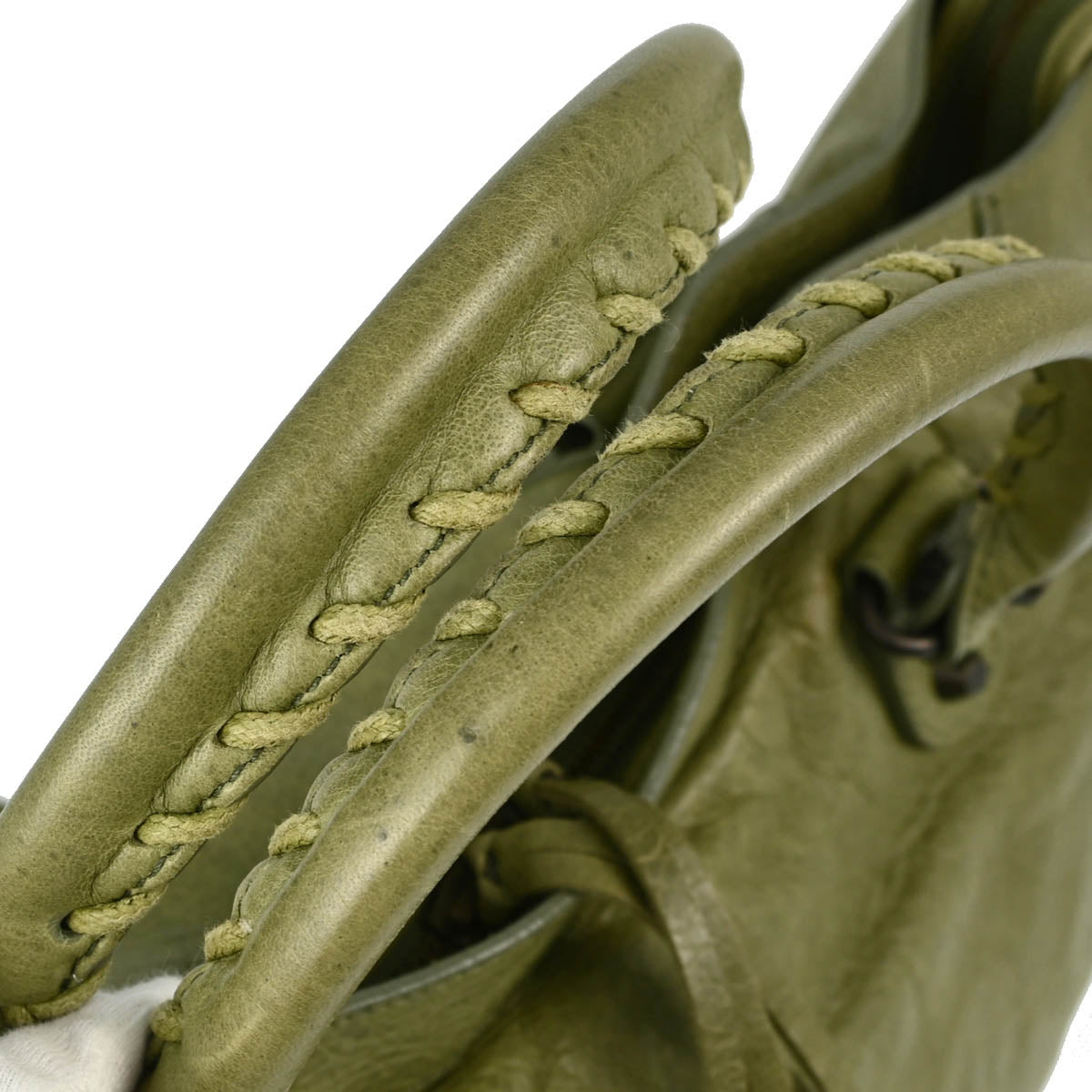 Balenciaga Green Goatskin The City 2way Handbag