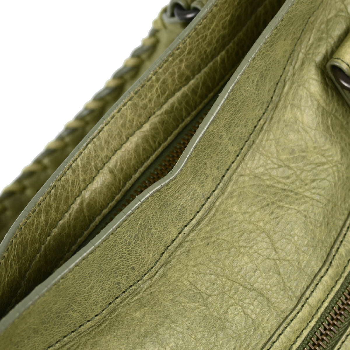 Balenciaga Green Goatskin The City 2way Handbag