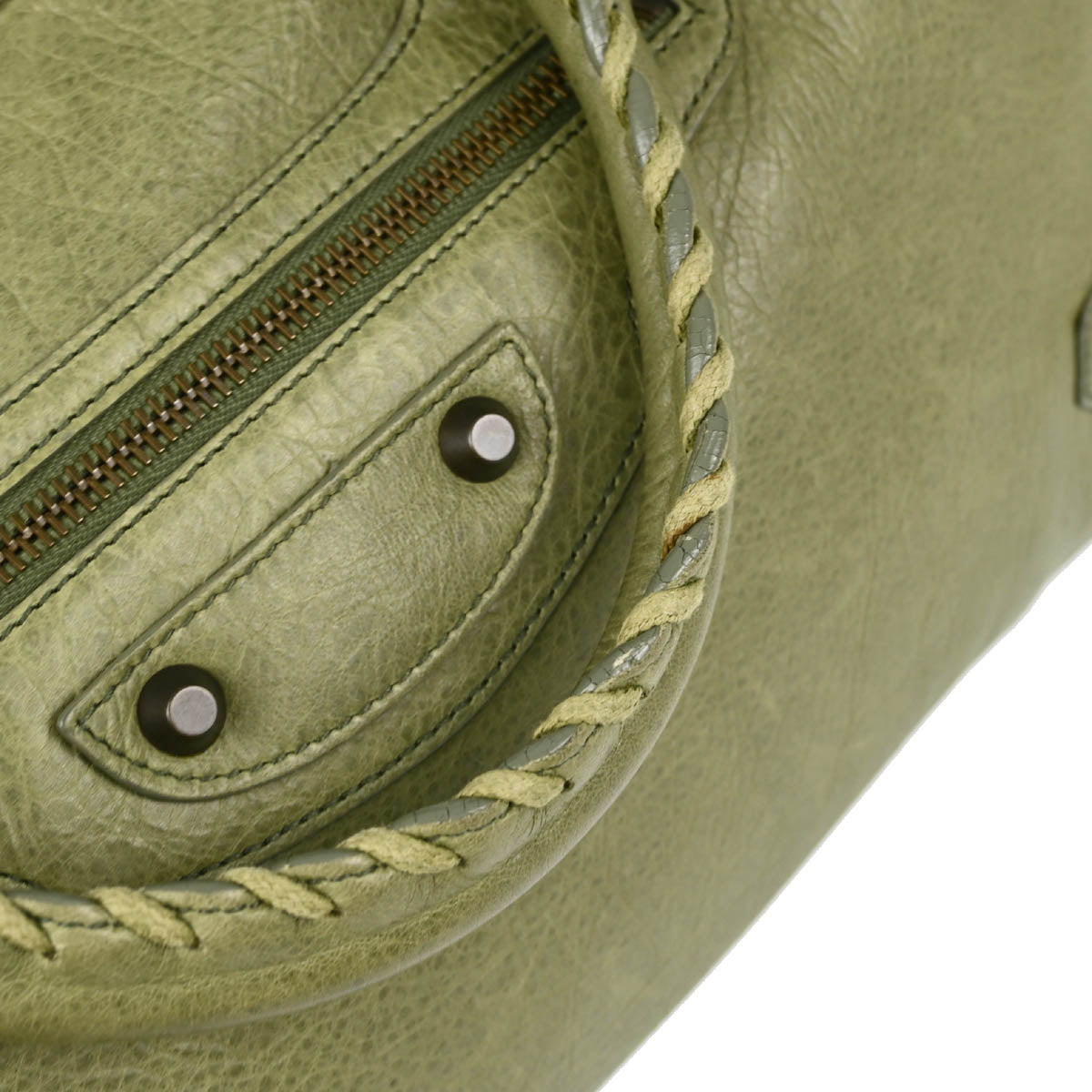 Balenciaga Green Goatskin The City 2way Handbag