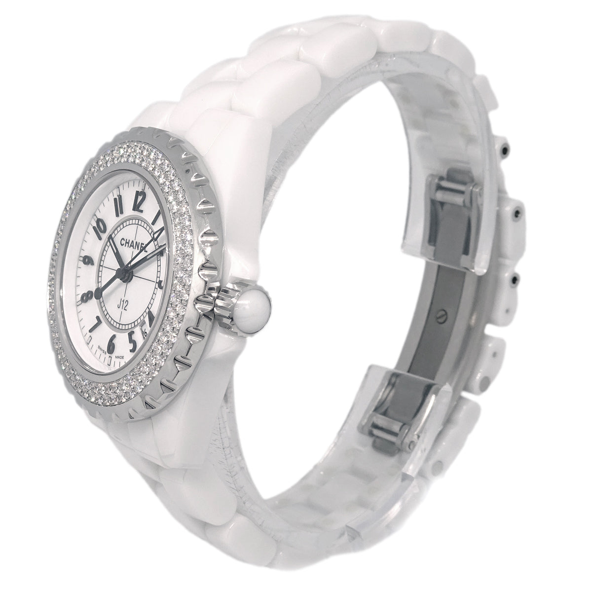 Chanel Ref.H0967 2008 J12 34mm Quartz Watch Ceramic Diamond