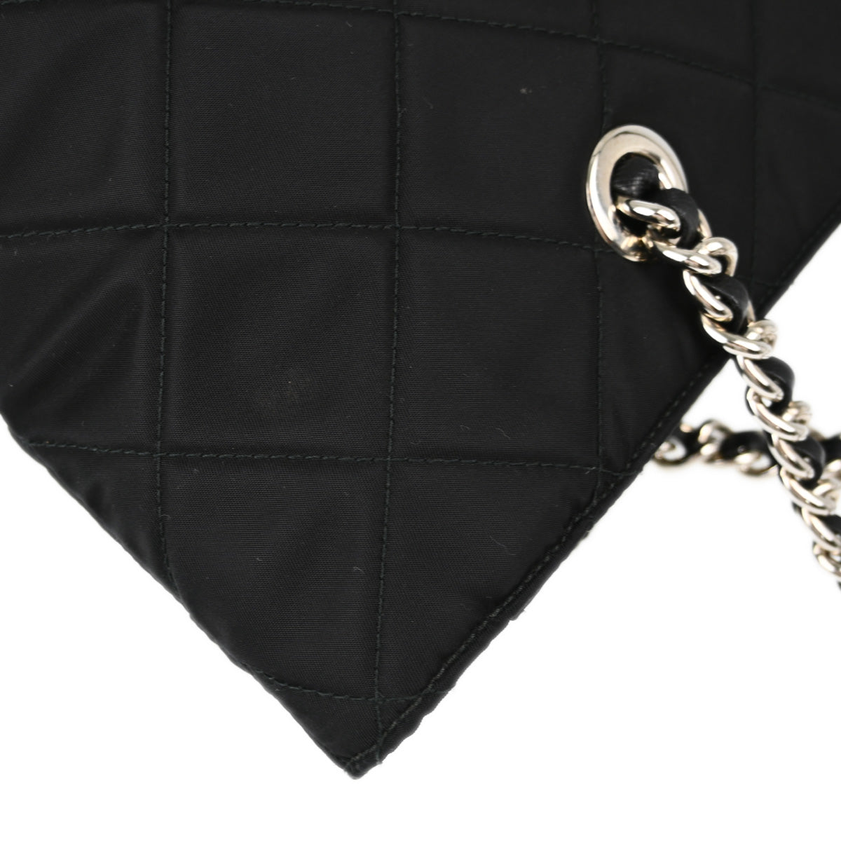 Prada Black Nylon Chain Tote Handbag