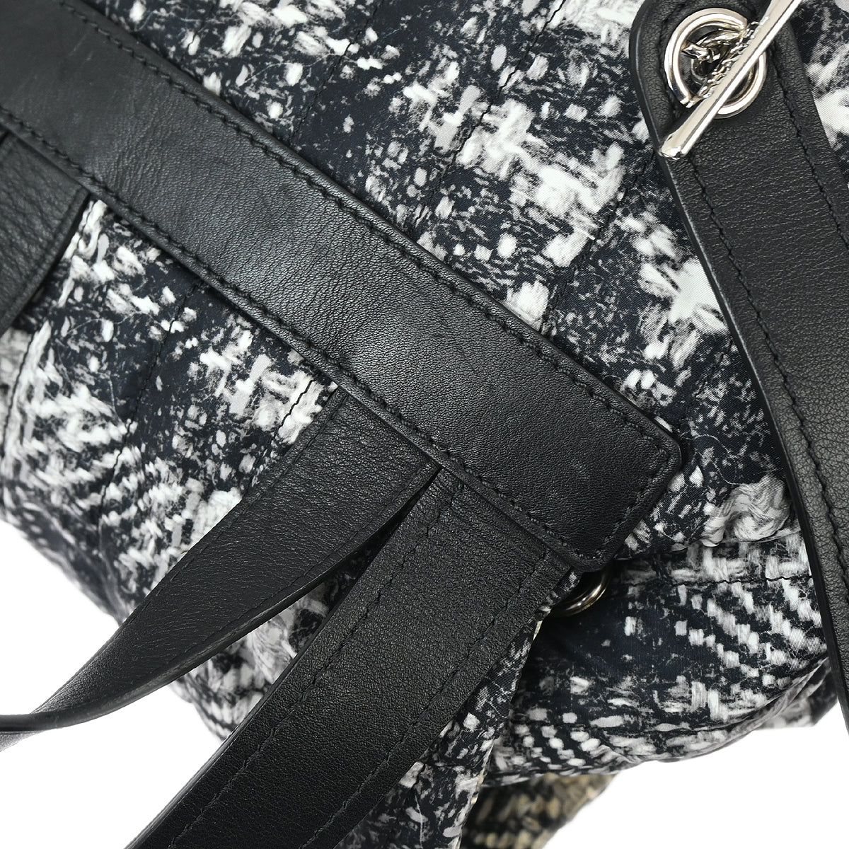 Chanel 2013-2014 Black White Tweed Print Backpack