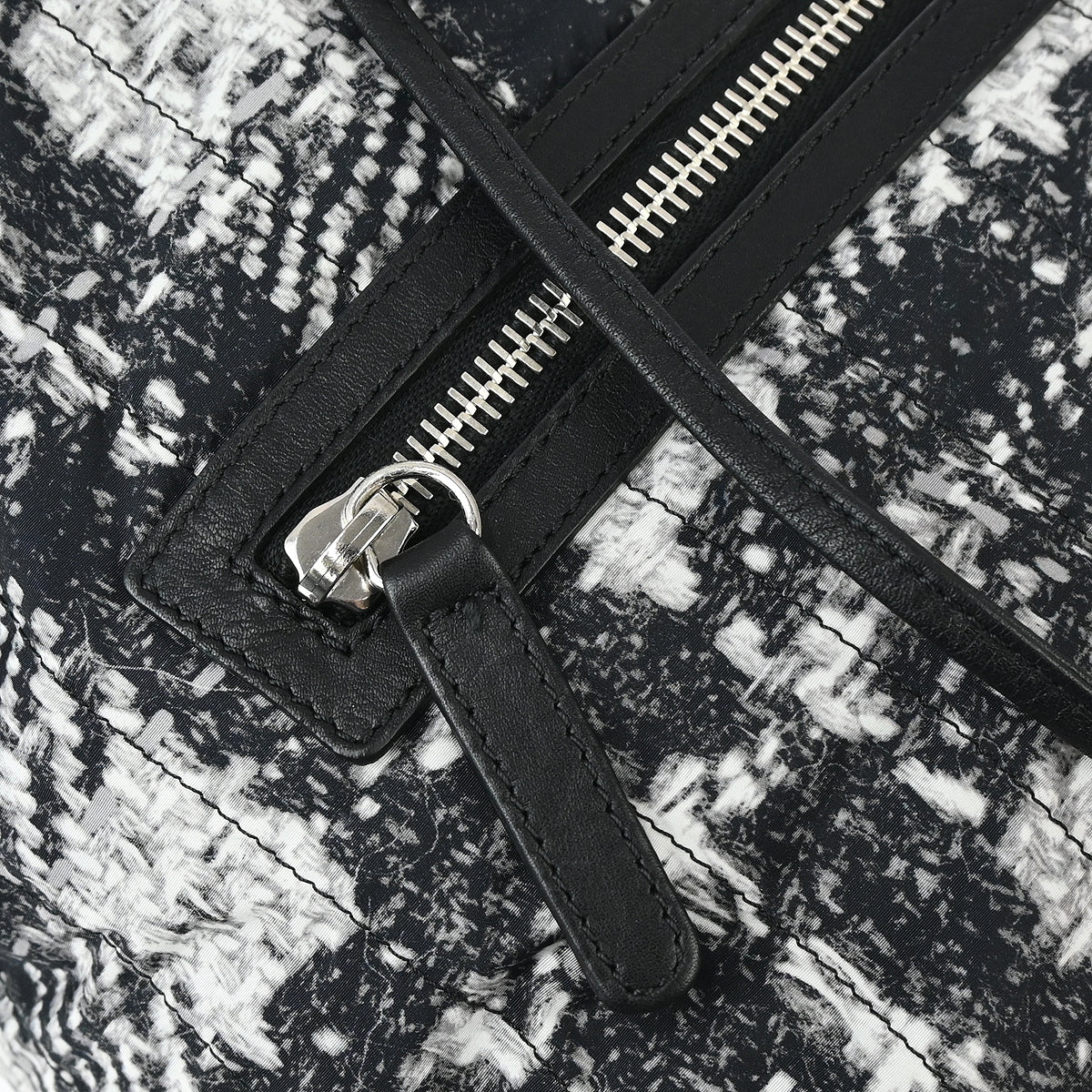 Chanel 2013-2014 Black White Tweed Print Backpack