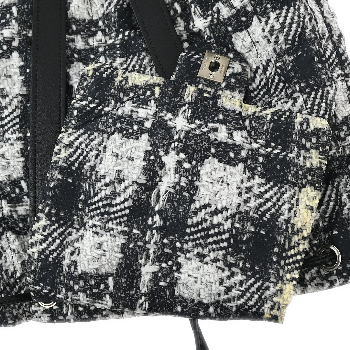 Chanel 2013-2014 Black White Tweed Print Backpack