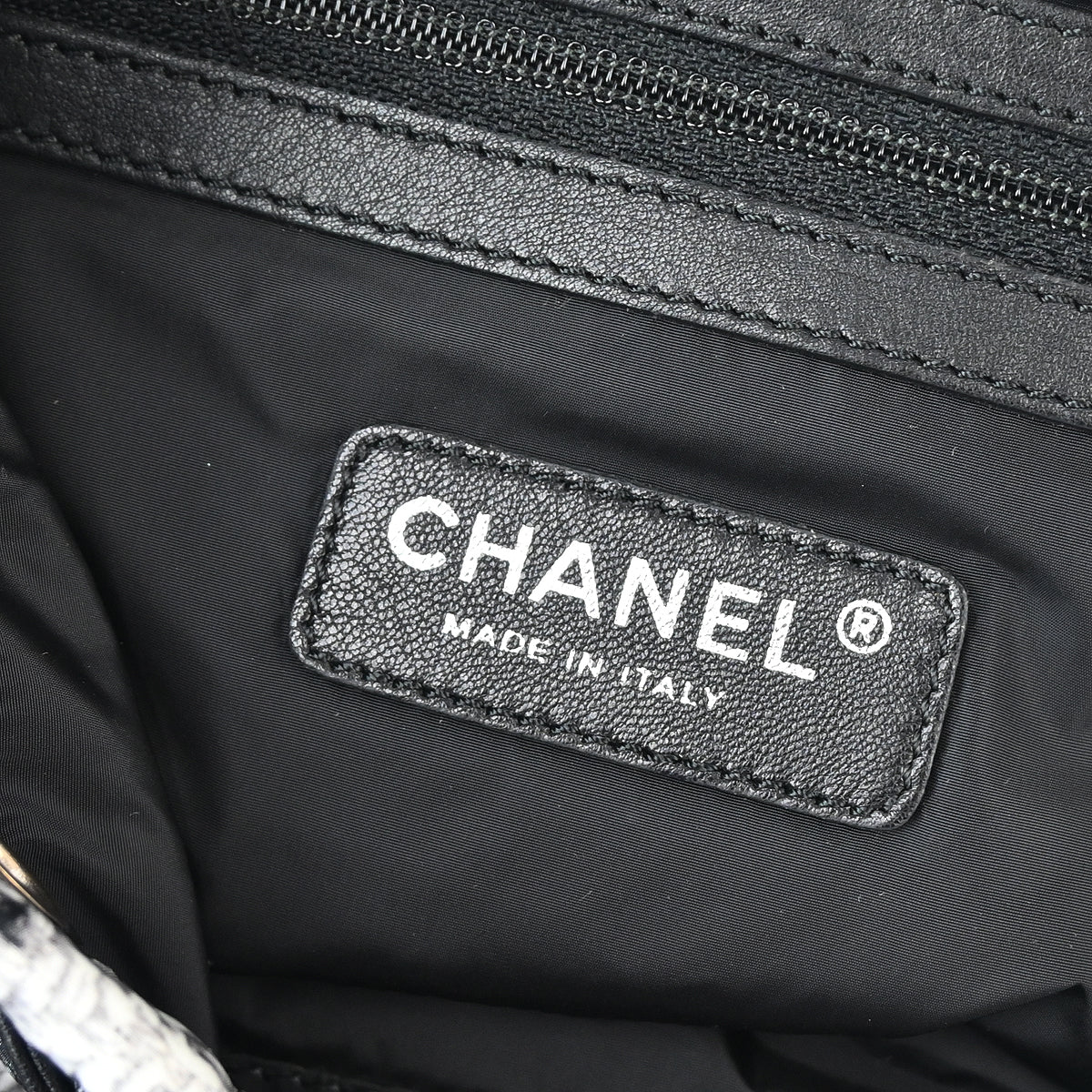 Chanel 2013-2014 Black White Tweed Print Backpack