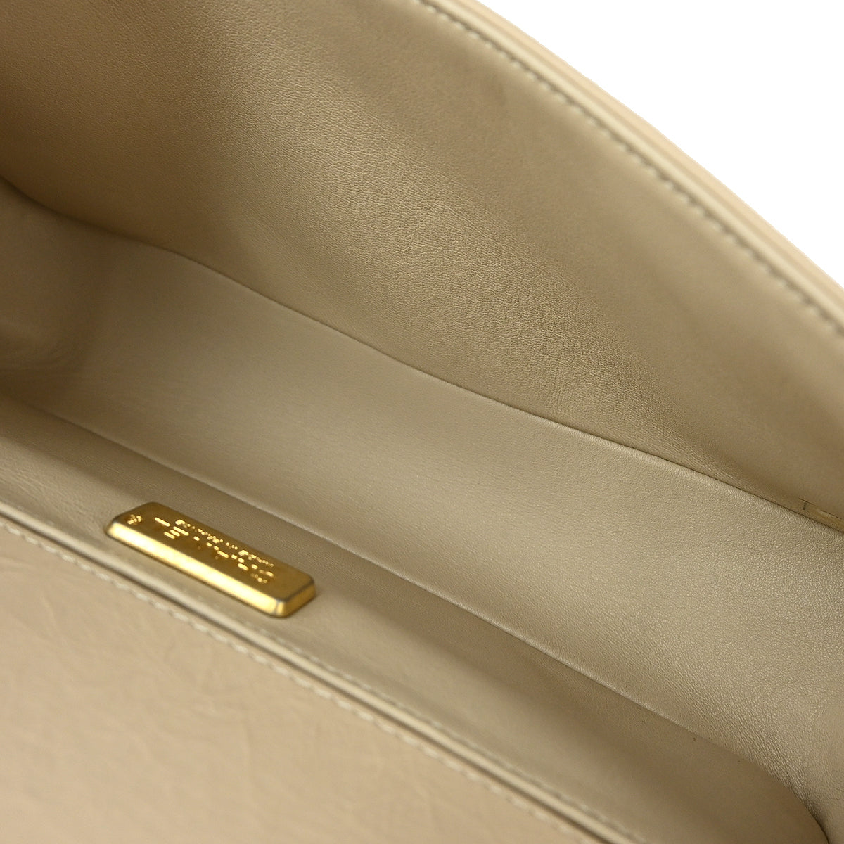 Boy Chanel 2015 Beige Lambskin Medium Chain Shoulder Bag