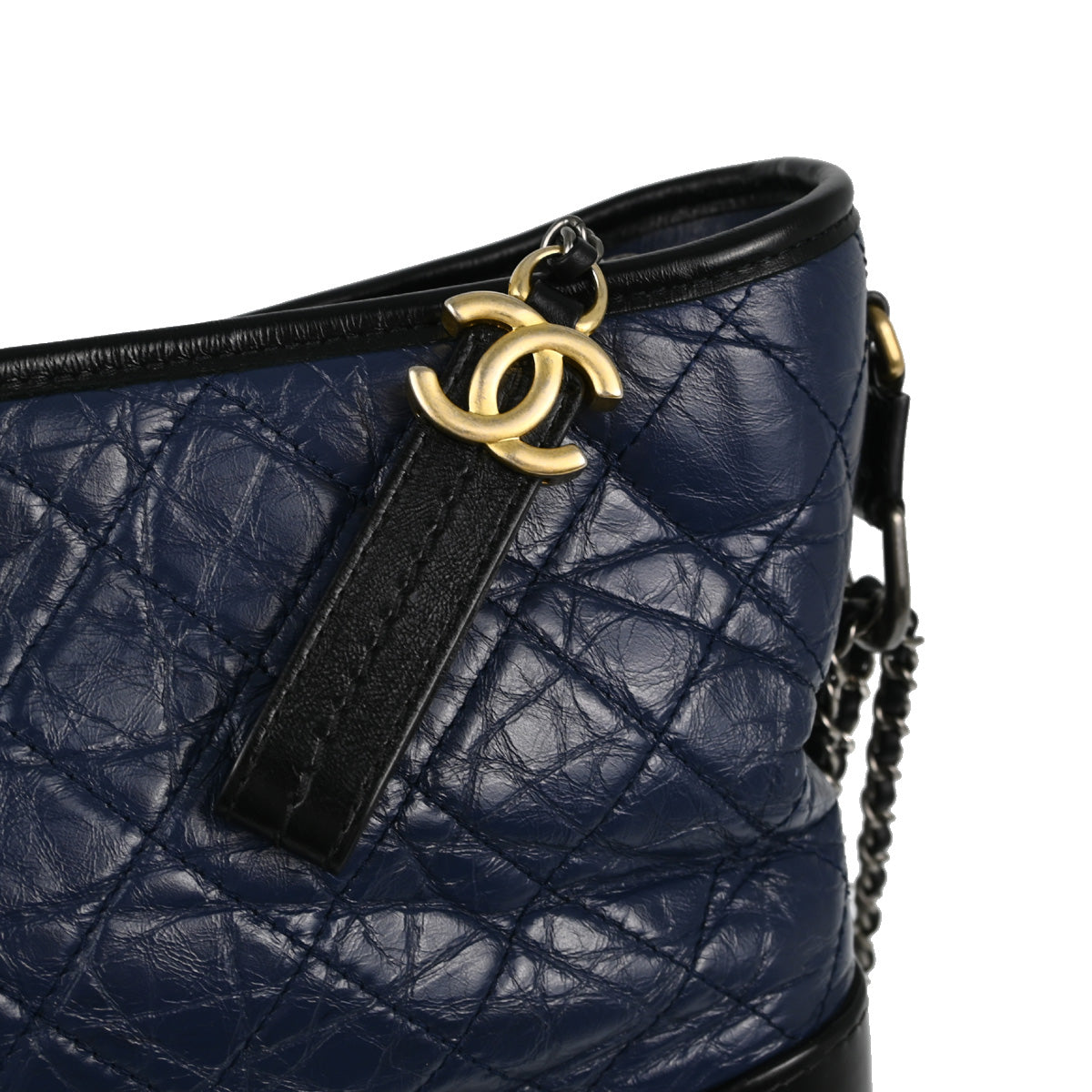 Chanel 2019 Blue Black Calfskin Large Gabrielle Shoulder Bag