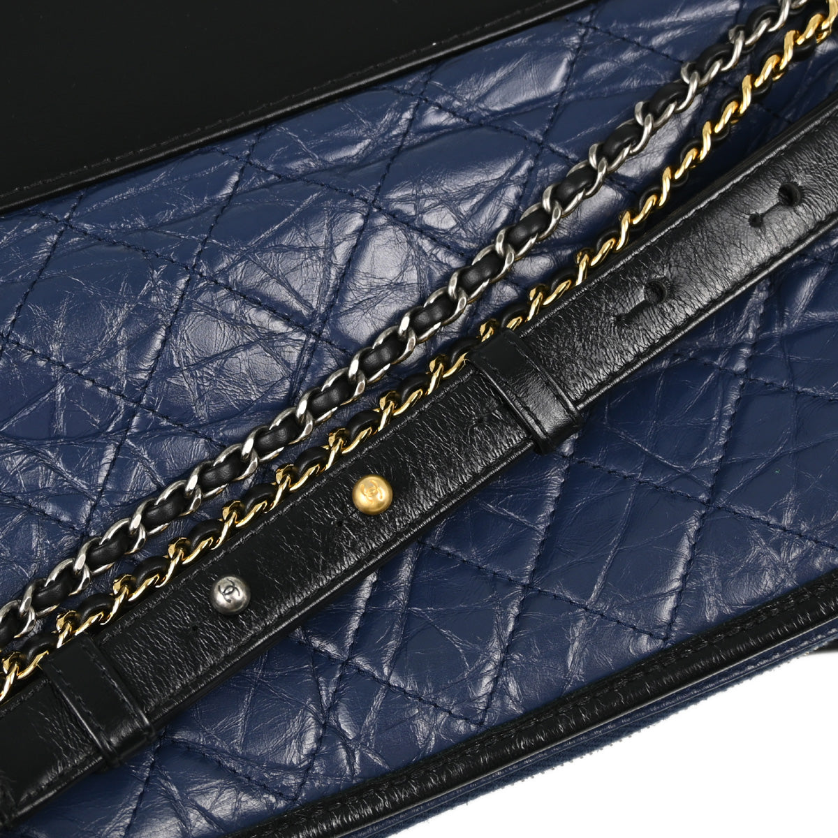 Chanel 2019 Blue Black Calfskin Large Gabrielle Shoulder Bag