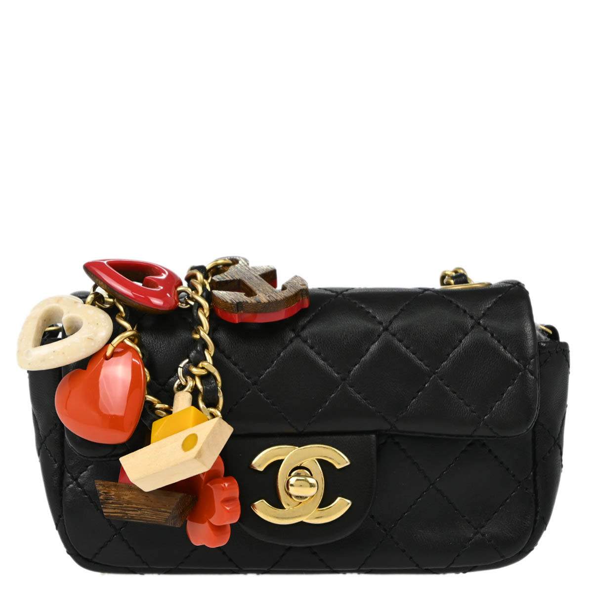 Chanel 2010-2011 Black Lambskin Single Flap Shoulder Bag