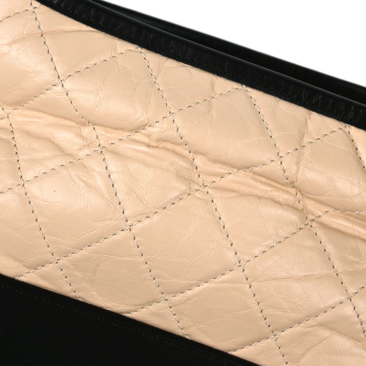Chanel 2017-2018 Beige Black Lambskin Small Gabrielle Shoulder Bag