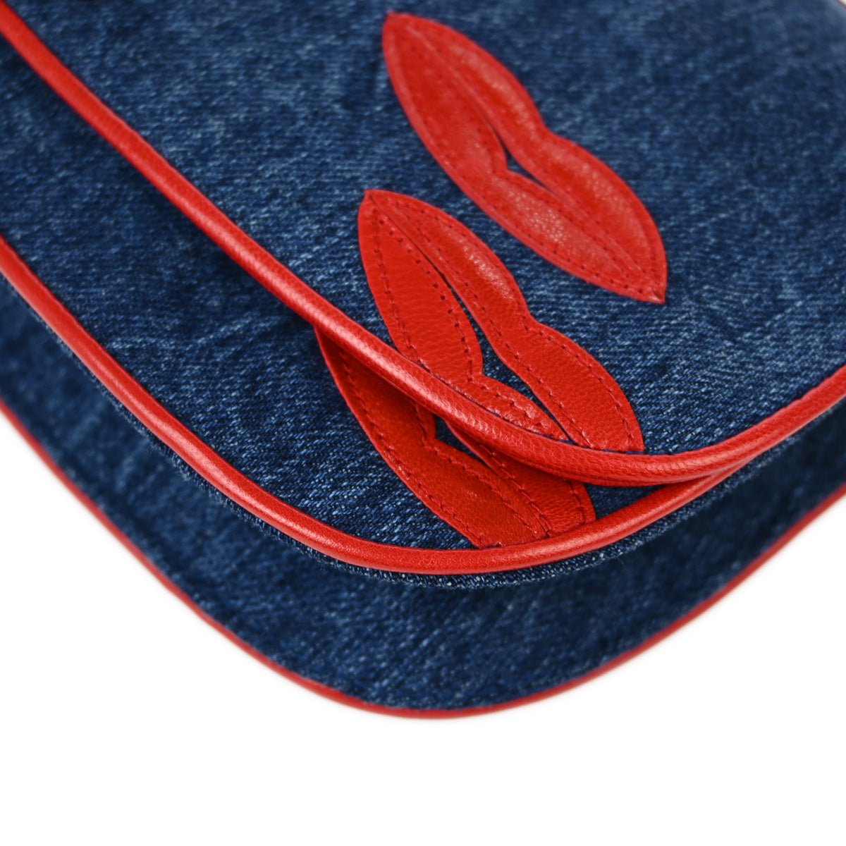 Prada Blue Denim Lip Shoulder Bag