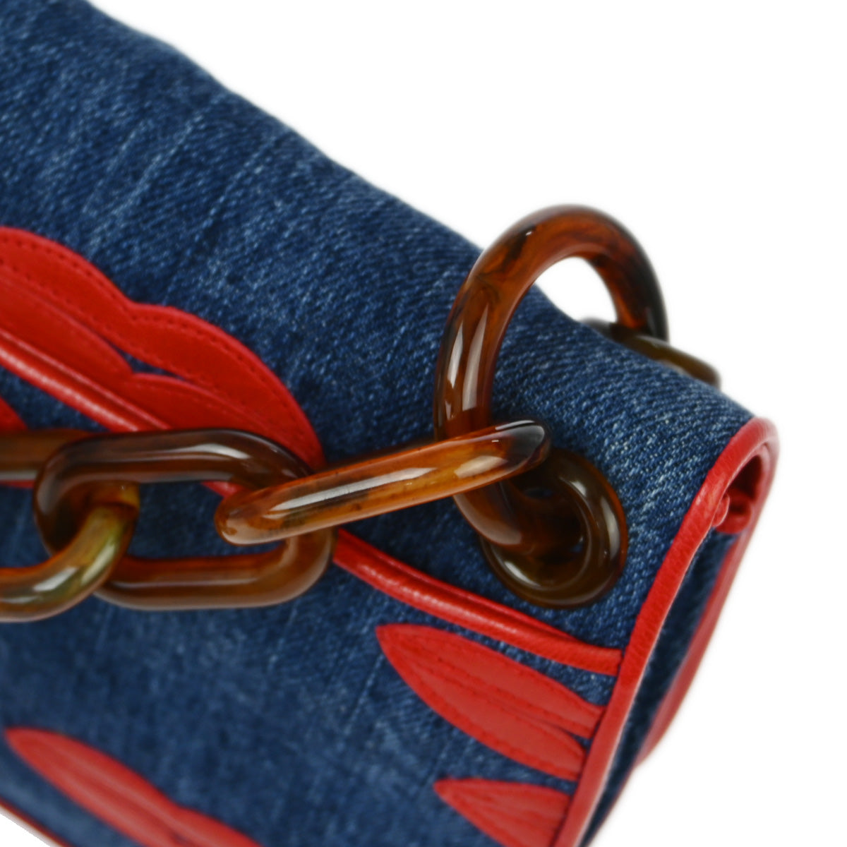 Prada Blue Denim Lip Shoulder Bag
