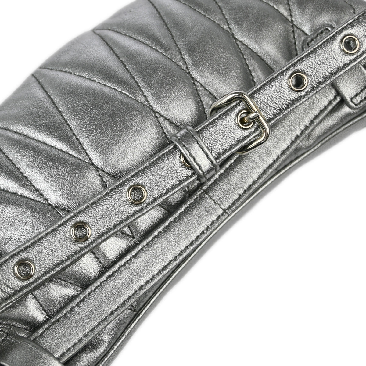 Miu Miu Silver Lambskin Matelasse Bum Bag