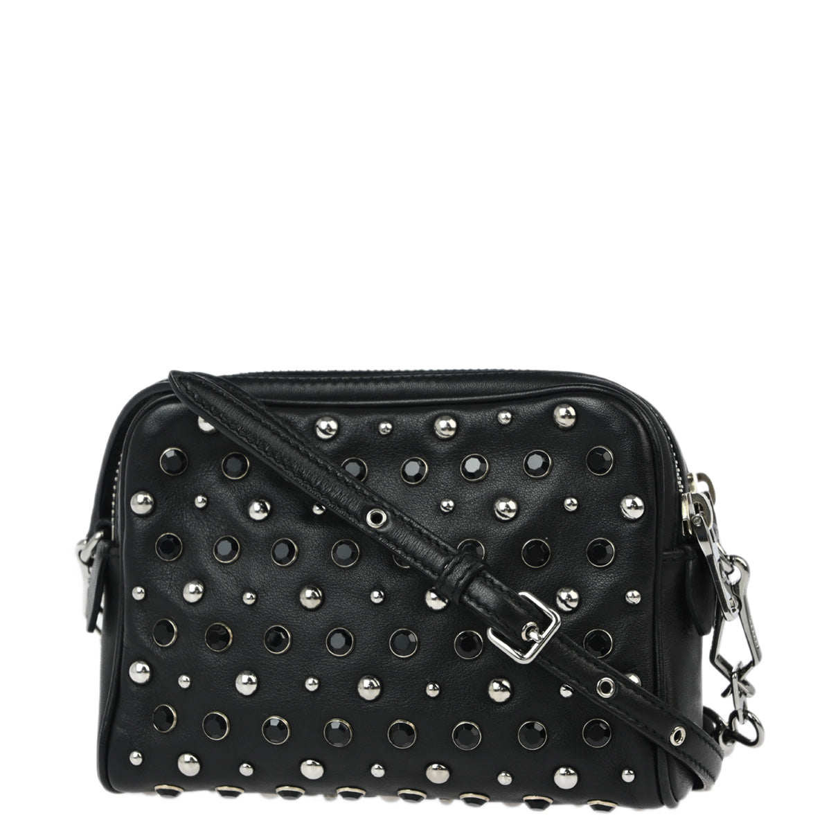 Miu Miu 2010 Black Leather Stone Shoulder Bag 37