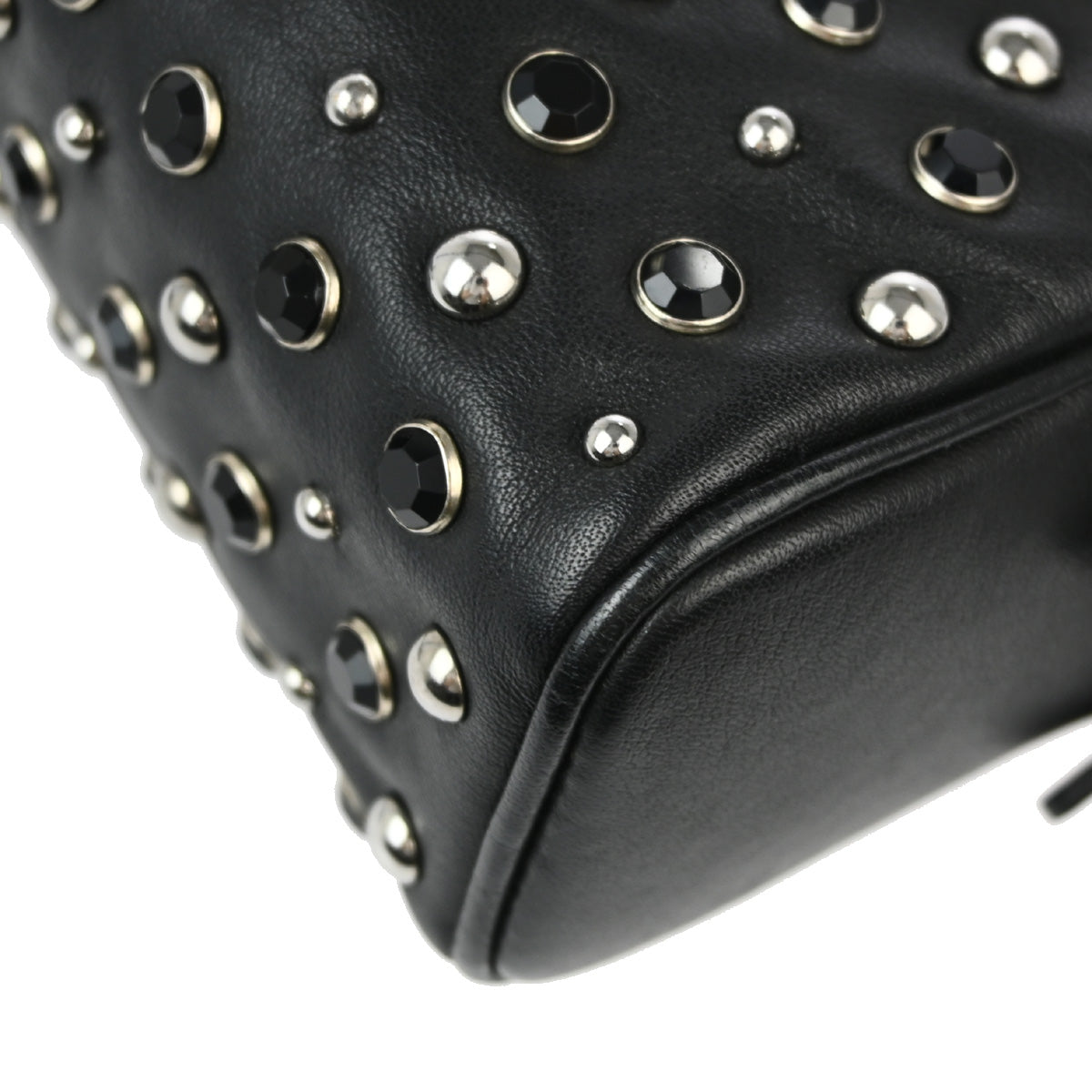 Miu Miu 2010 Black Leather Stone Shoulder Bag 37