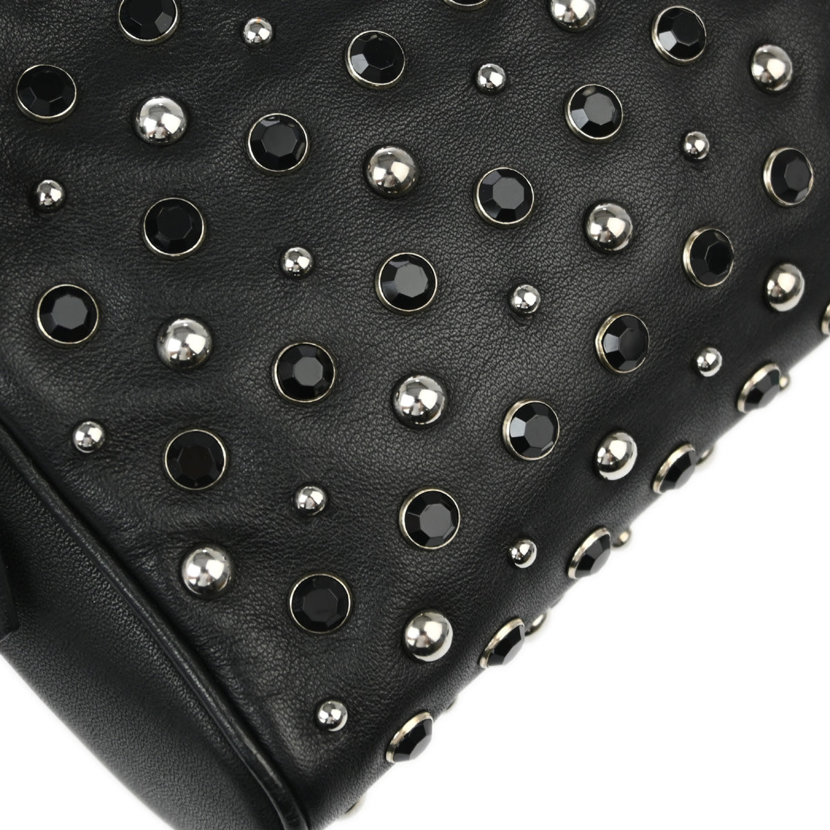 Miu Miu 2010 Black Leather Stone Shoulder Bag 37