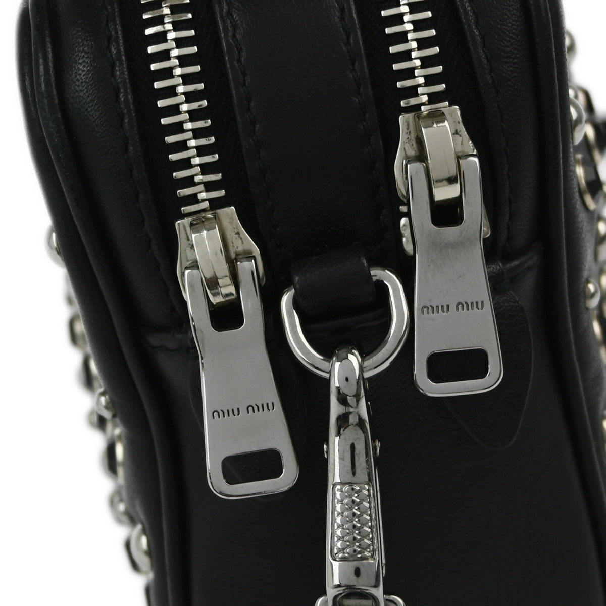 Miu Miu 2010 Black Leather Stone Shoulder Bag 37