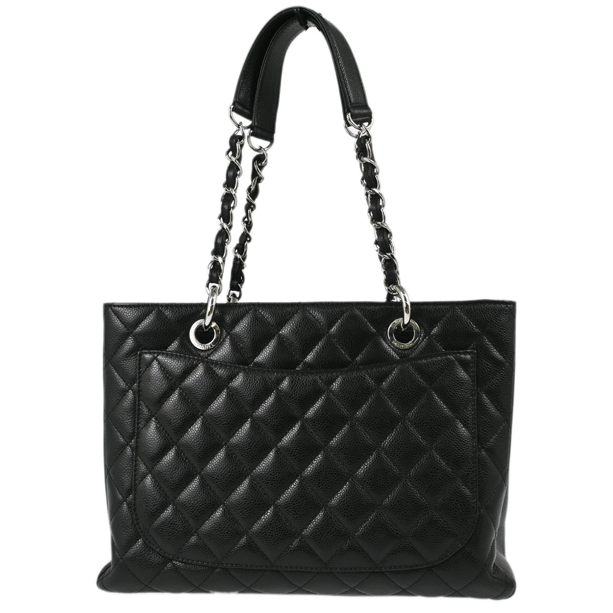 Chanel 2012 Black Caviar Grand Shopping Tote GST Chain Handbag