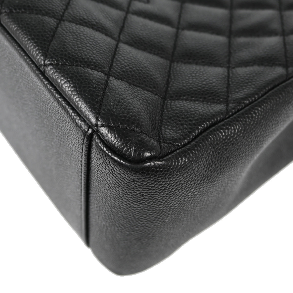 Chanel 2012 Black Caviar Grand Shopping Tote GST Chain Handbag