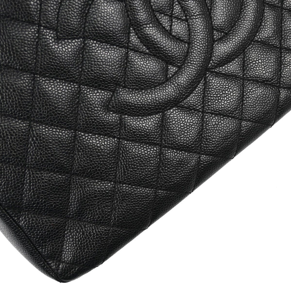 Chanel 2012 Black Caviar Grand Shopping Tote GST Chain Handbag