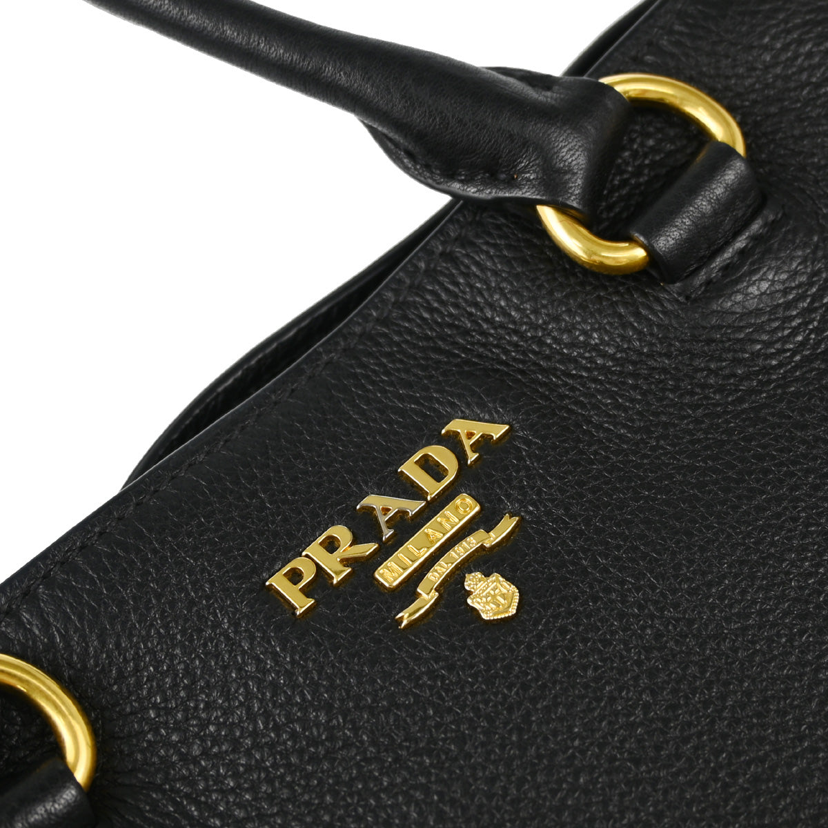 Prada Black Leather 2way Shoulder Tote Handbag