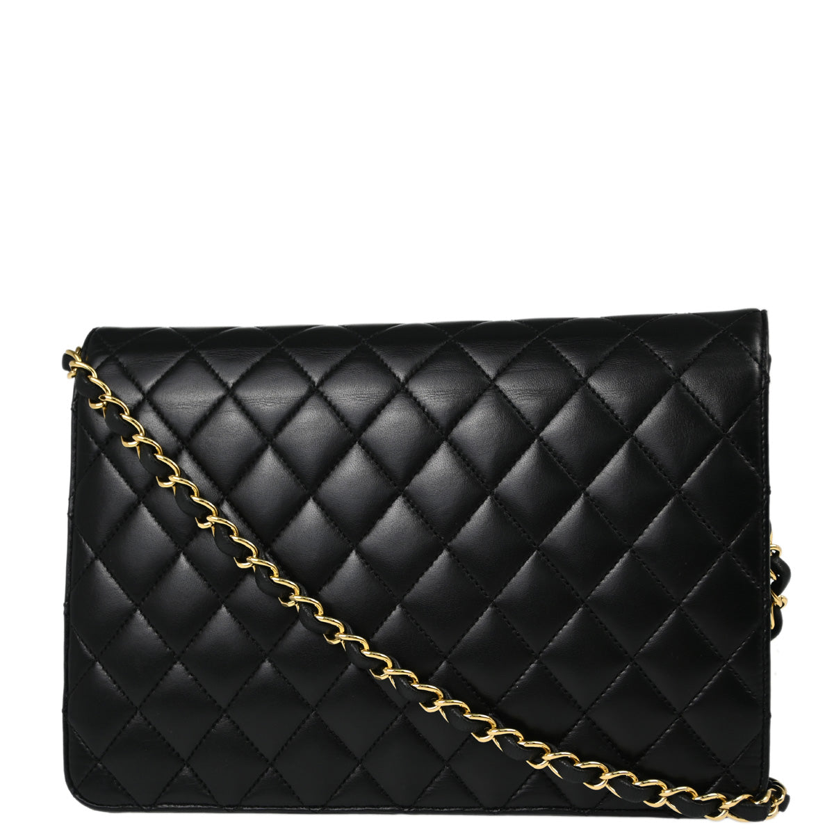 Chanel 2010-2011 Black Lambskin Turnlock Medium Half Flap Shoulder Bag