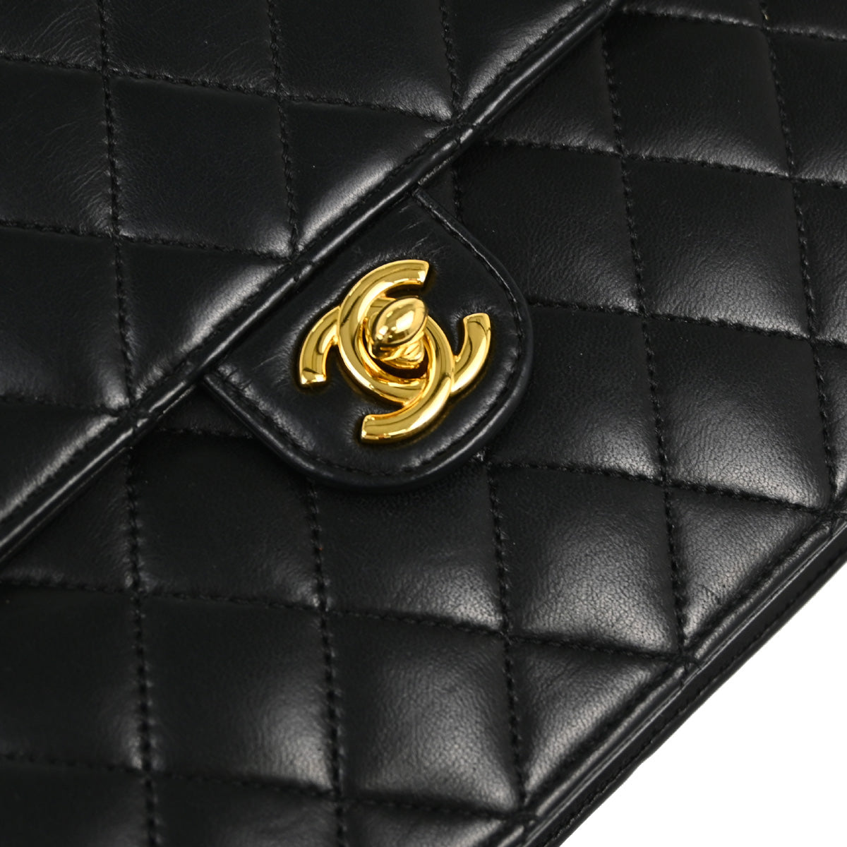 Chanel 2010-2011 Black Lambskin Turnlock Medium Half Flap Shoulder Bag