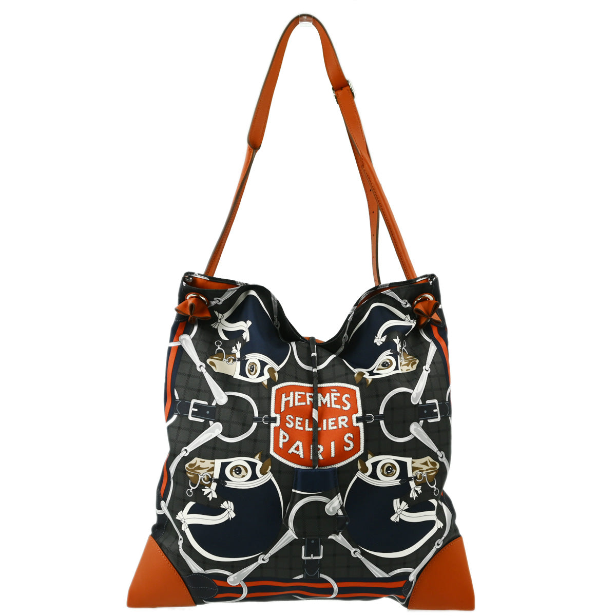 Hermes 2014 Gray Red Silk Silky City 33 MM Shoulder Bag