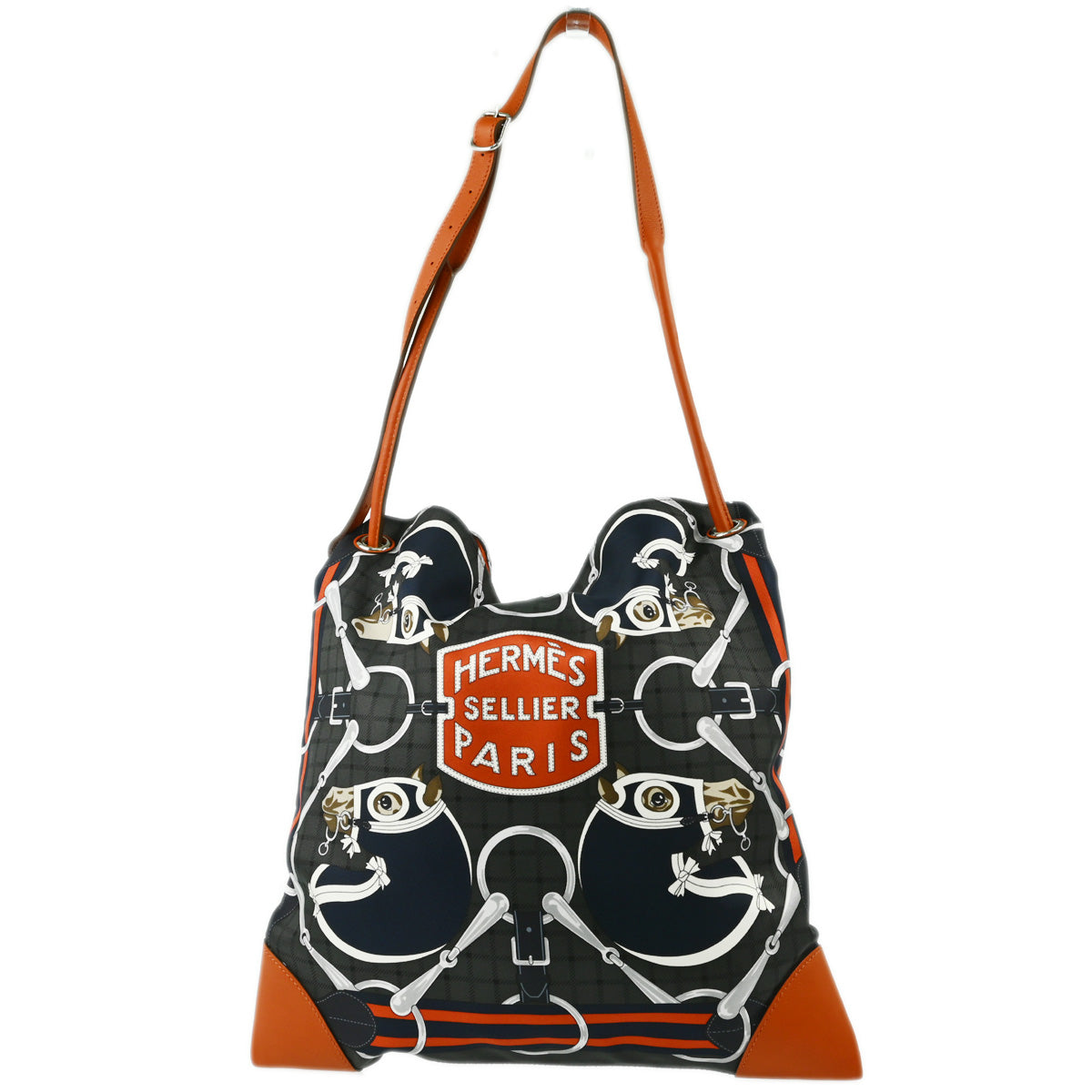 Hermes 2014 Gray Red Silk Silky City 33 MM Shoulder Bag