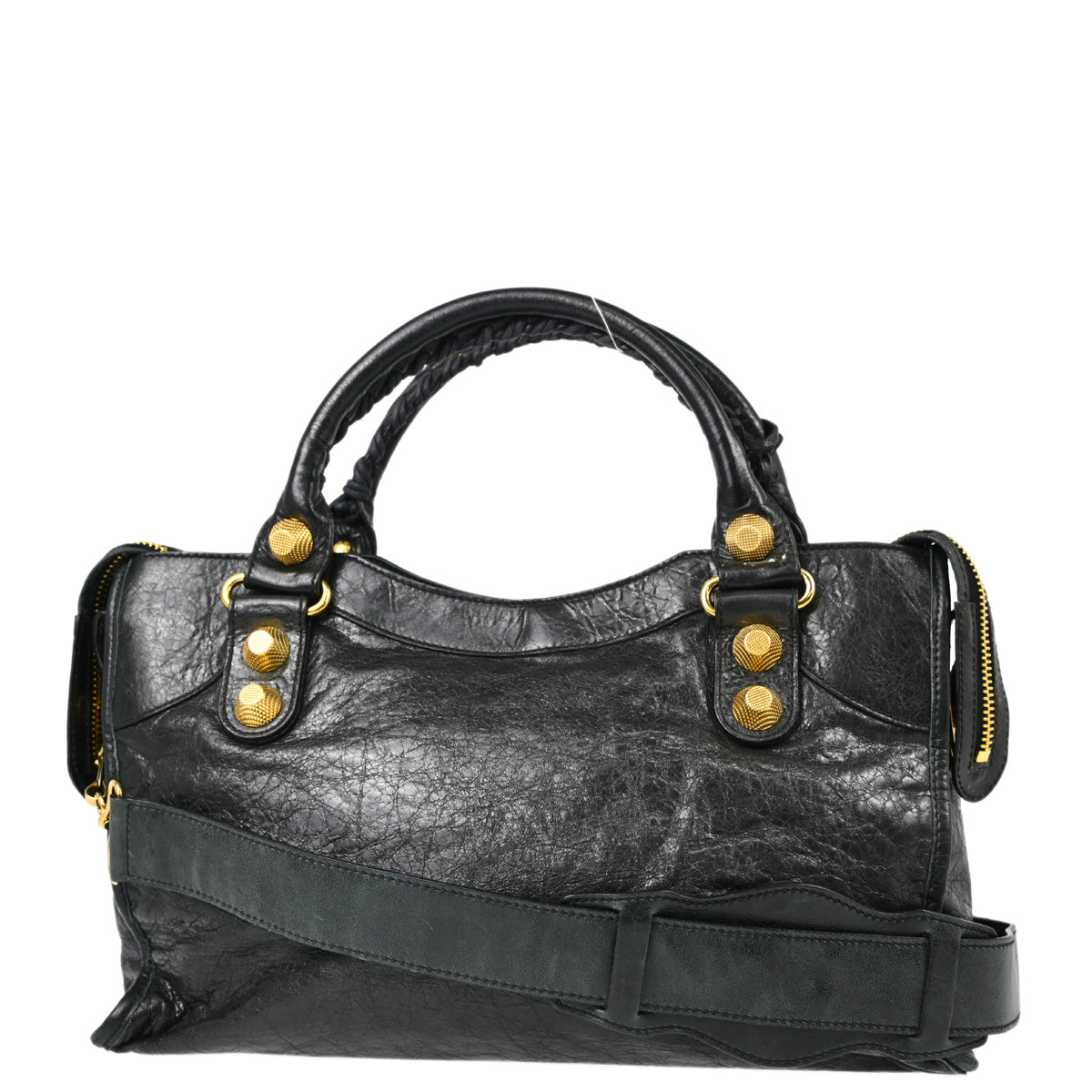 Balenciaga Black Goatskin Medium Giant City 2way Shoulder Handbag