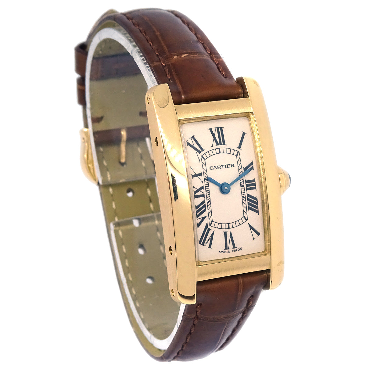 Cartier 2013 Tank Americaine Ref.2482 Quartz Watch 18KYG Brown