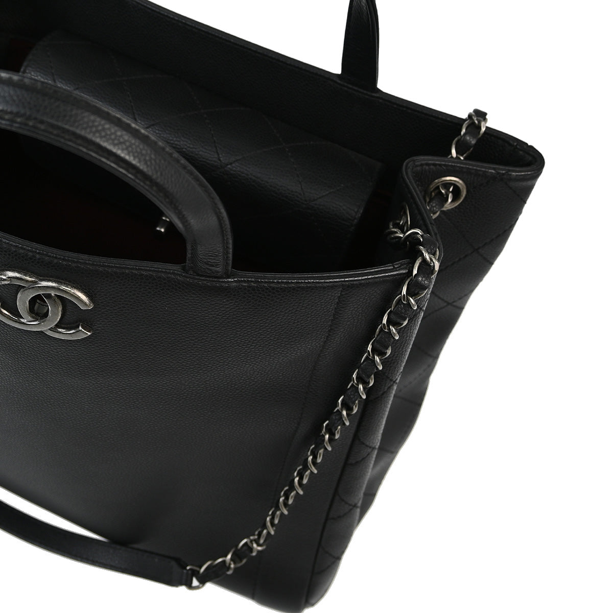 Chanel Black 2014-2015 Caviar 2way Tote Bag