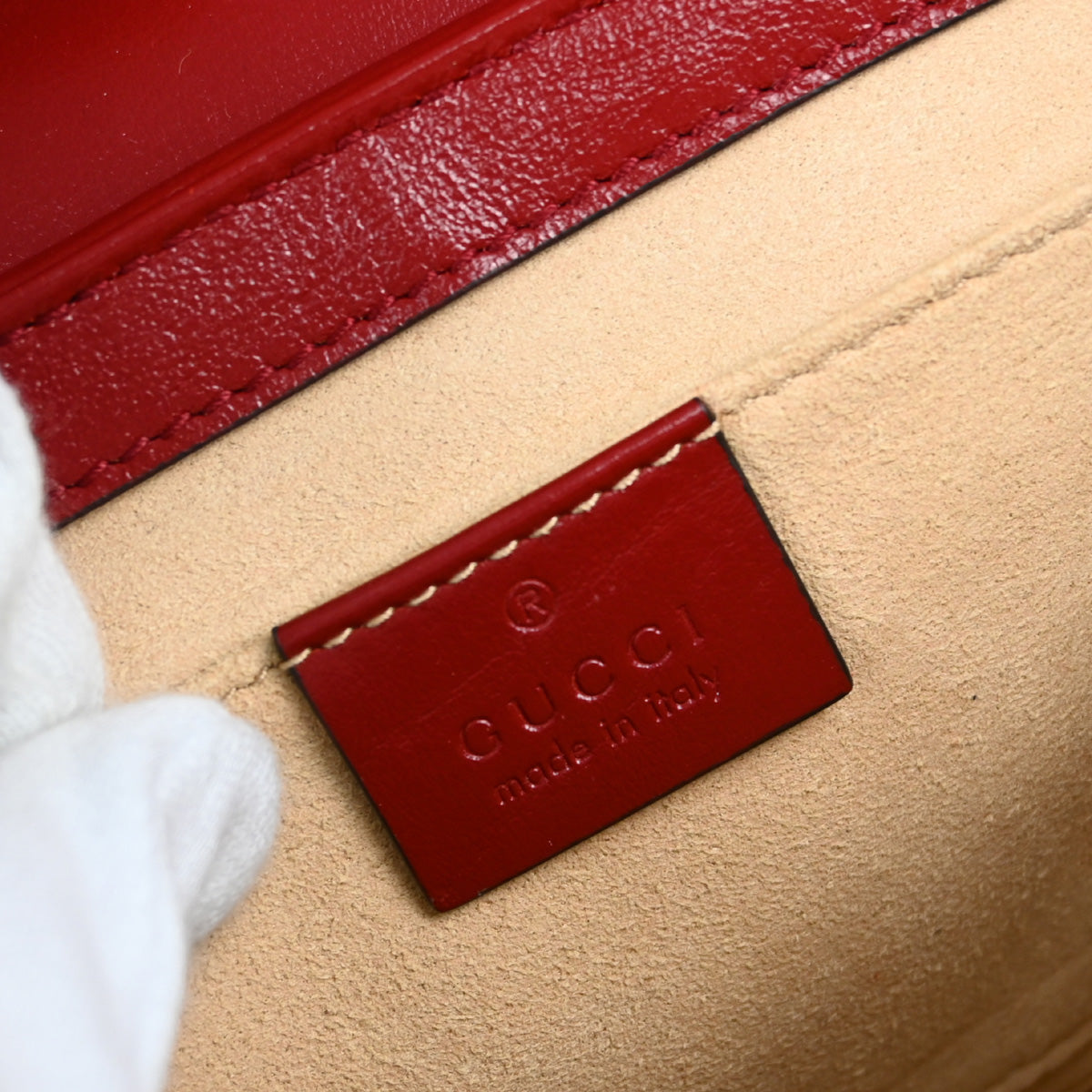 Gucci 2020 Beige Red Marmont Crossbody Bag