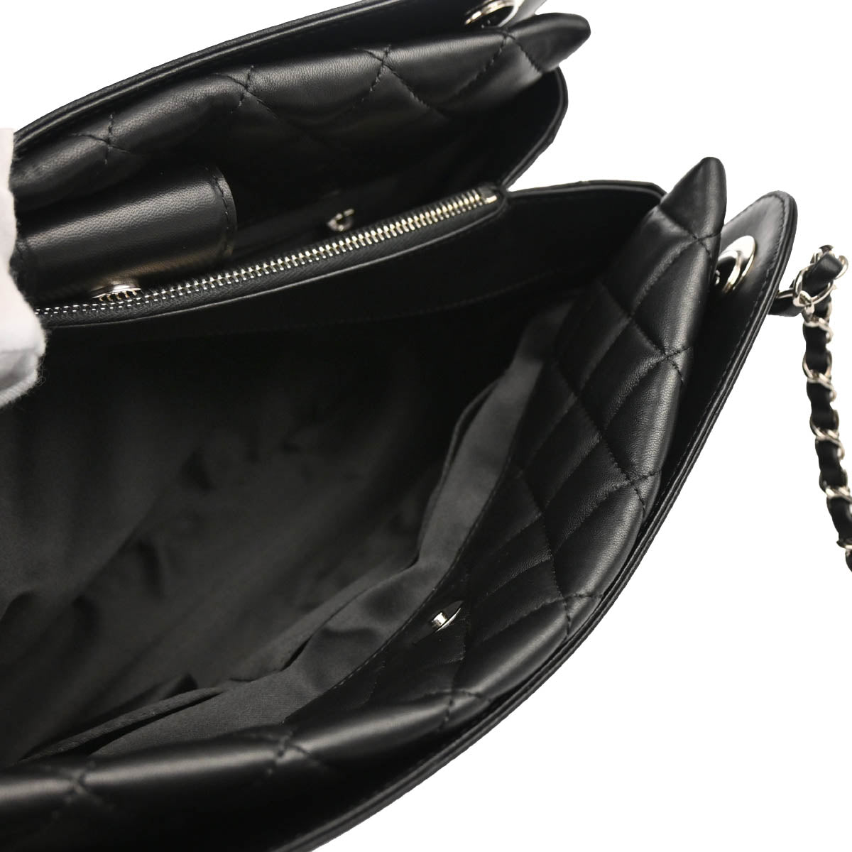 Chanel 2014-2015 Black Lambskin Chain Shoulder Tote Bag